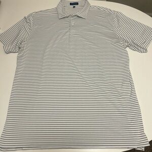 Peter Millar men’s white and grey striped performance jersey polo shirt size XL